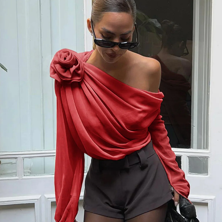 Chère |  Off Shoulder 3D Floral Print