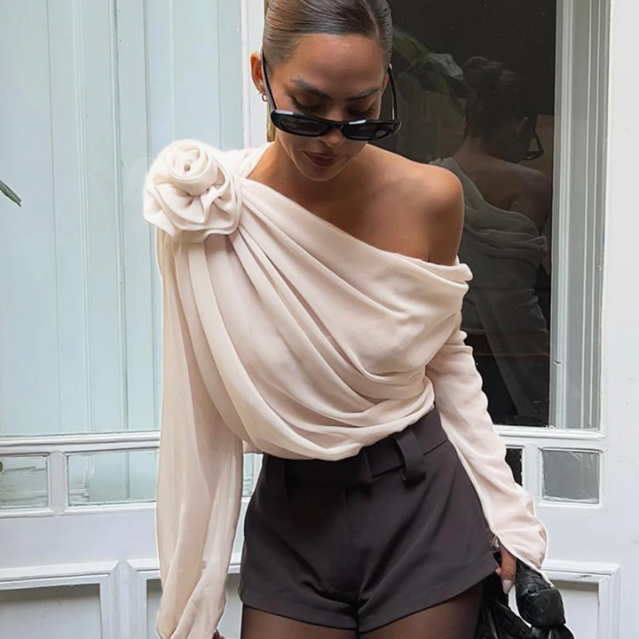 Chère |  Off Shoulder 3D Floral Print