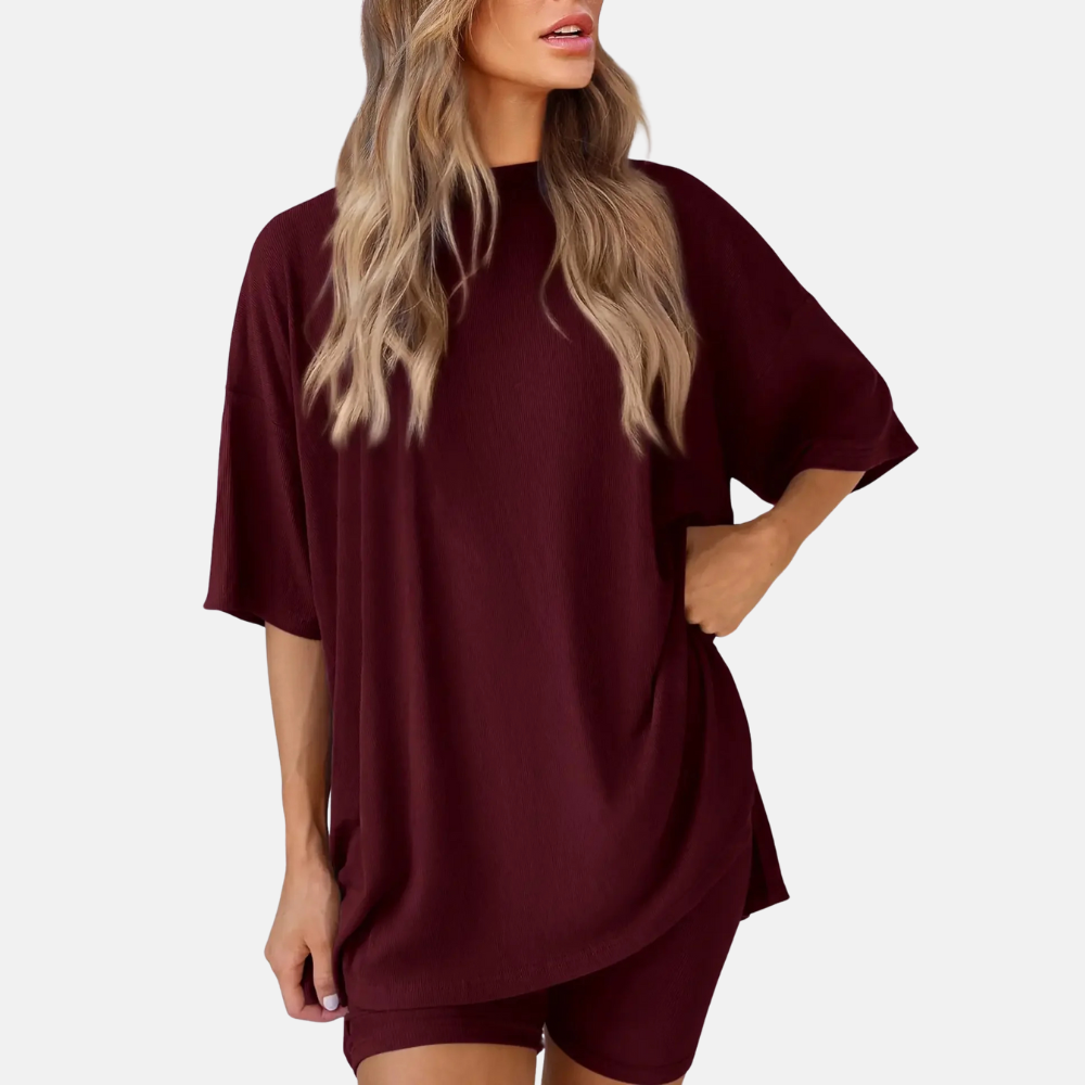 Chère |Lounge Short‑Sleeve and Shorts Set