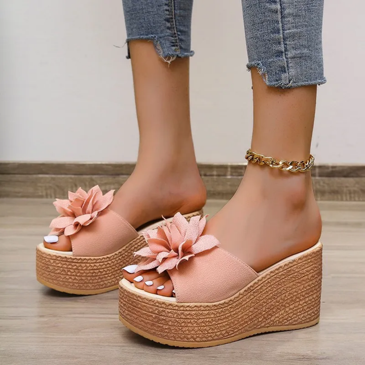 Chère | Floral Platform Wedge Sandals