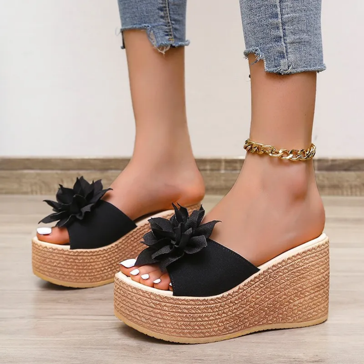Chère | Floral Platform Wedge Sandals