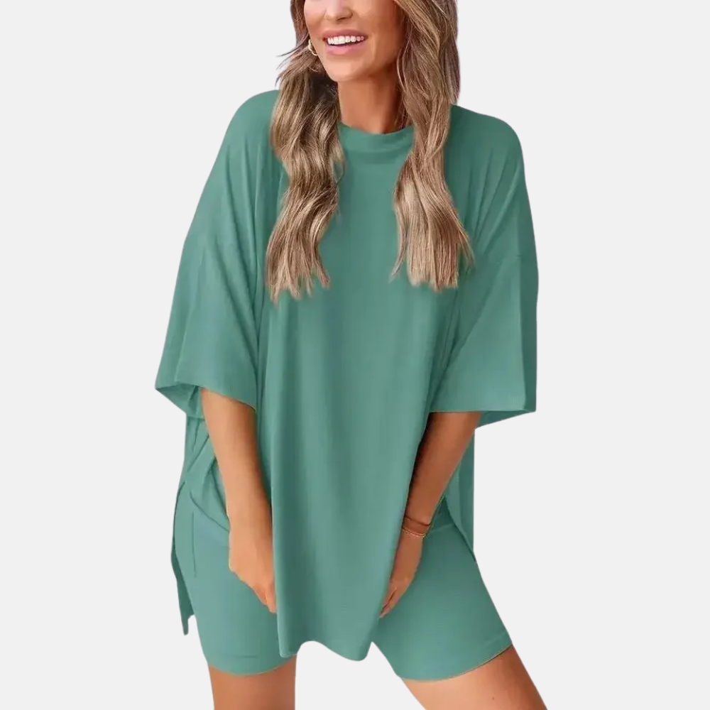 Chère |Lounge Short‑Sleeve and Shorts Set