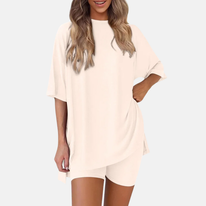 Chère |Lounge Short‑Sleeve and Shorts Set