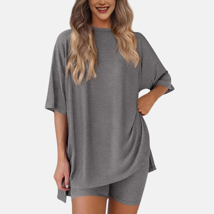 Chère |Lounge Short‑Sleeve and Shorts Set
