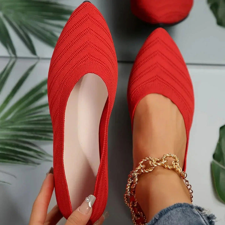 Chère | Pointed Knit Slip-On Ballet Flats