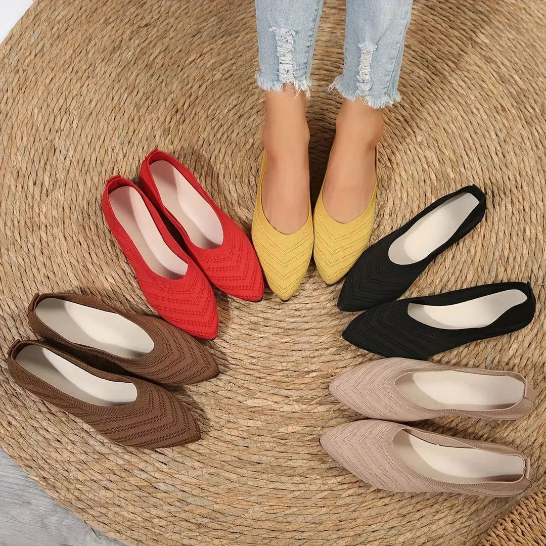 Chère | Pointed Knit Slip-On Ballet Flats