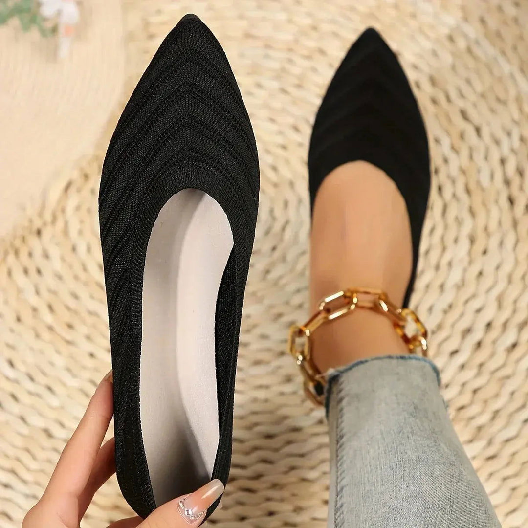 Chère | Pointed Knit Slip-On Ballet Flats