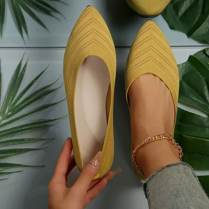 Chère | Pointed Knit Slip-On Ballet Flats