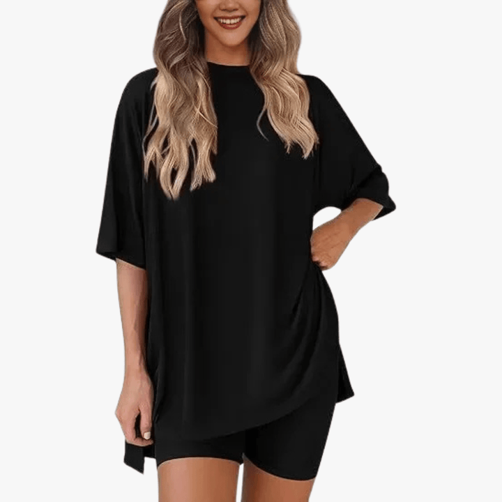 Chère |Lounge Short‑Sleeve and Shorts Set