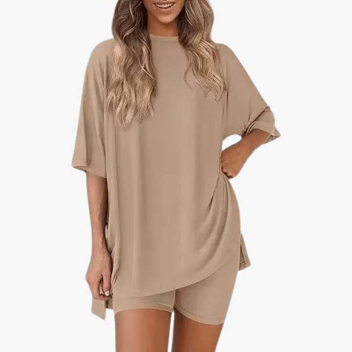 Chère |Lounge Short‑Sleeve and Shorts Set